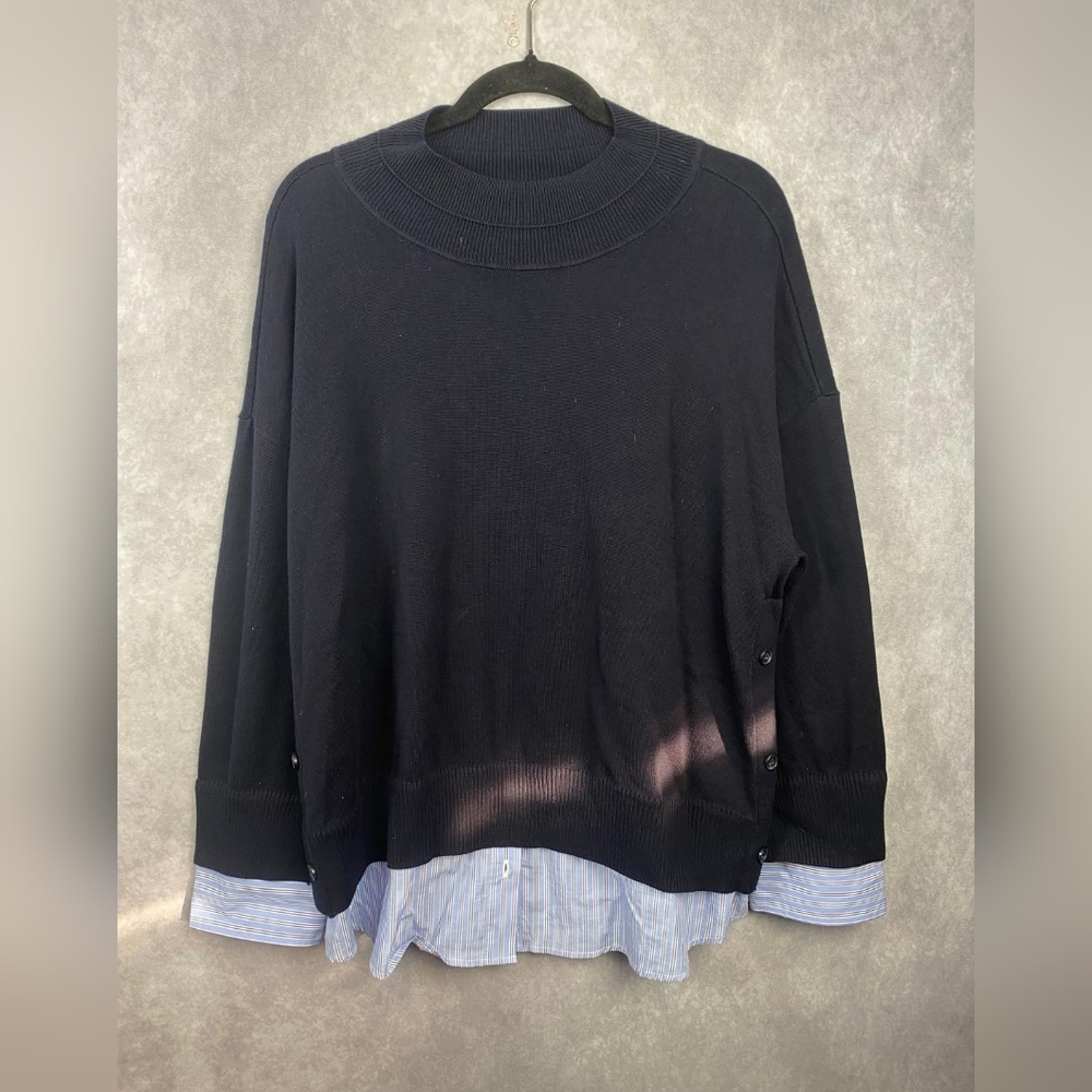 Talbots Sweater Striped Shirt Navy Blue Size 1X